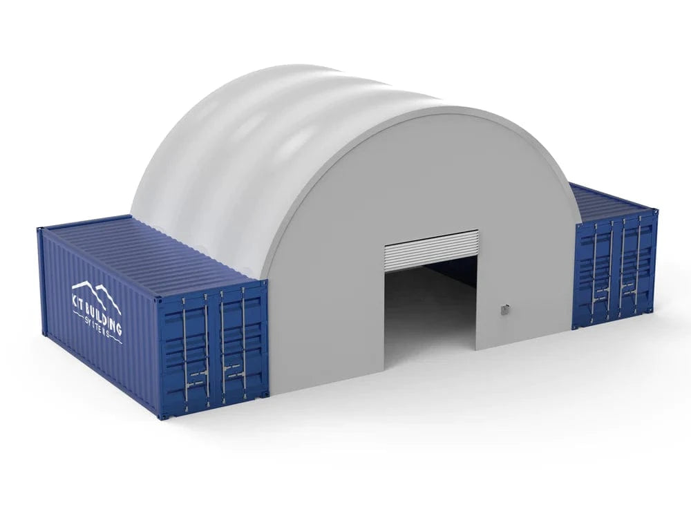 8m x 6m x 3m Container Canopy- Closed back panel and front panel with winch door – Grey