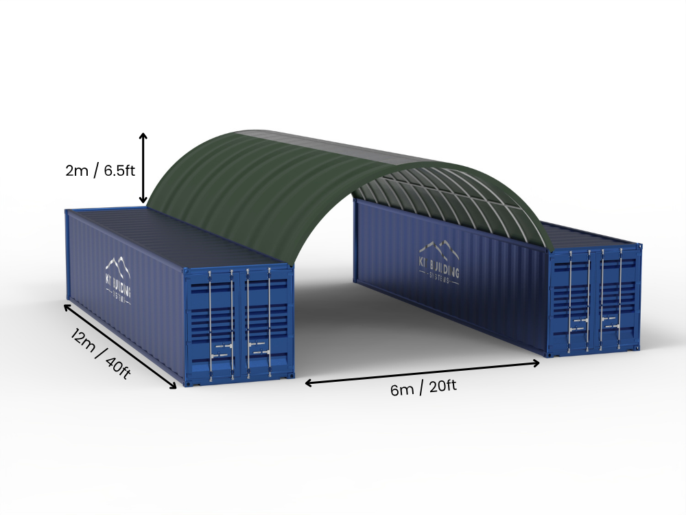 Luz de 6m (20 pies) | Toldos para contenedores 20 pies de ancho, 6.5 pies de alto (6m x 2m)