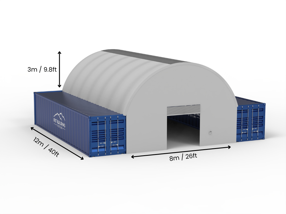 Luz de 8m (26 pies) | Toldos para Contenedores 26 pies de ancho, 10 pies de alto (8m x 3m)