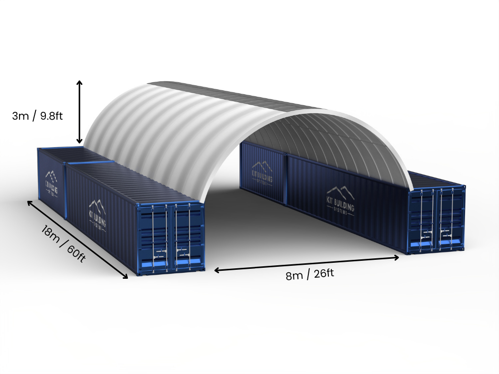 Luz de 8m (26 pies) | Toldos para Contenedores 26 pies de ancho, 10 pies de alto (8m x 3m)
