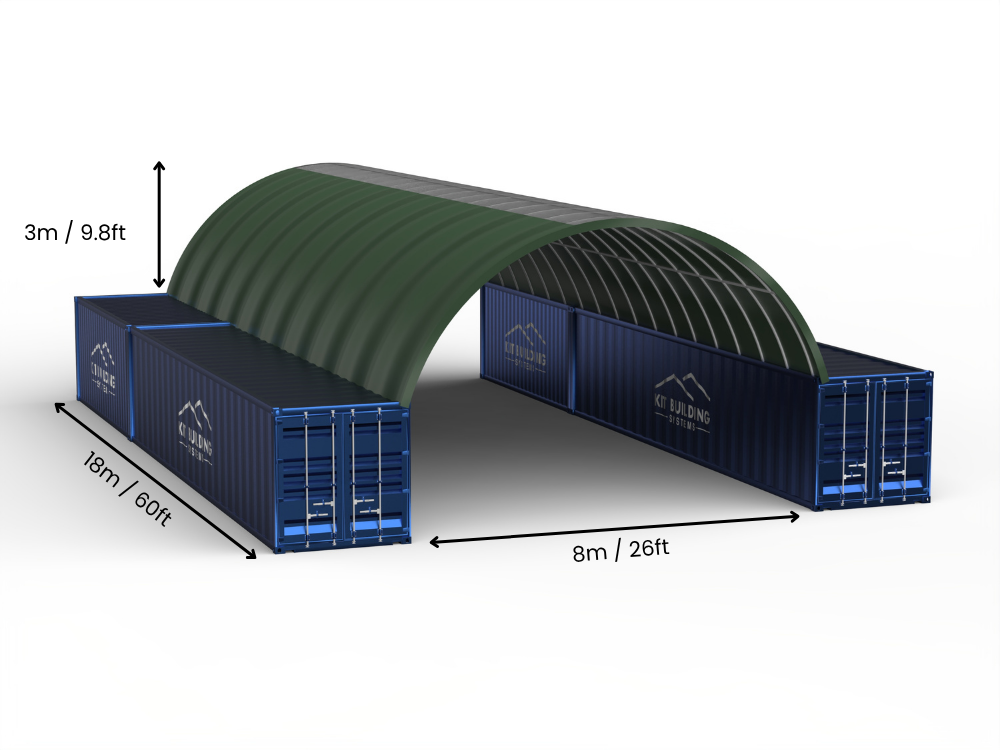 Luz de 8m (26 pies) | Toldos para Contenedores 26 pies de ancho, 10 pies de alto (8m x 3m)