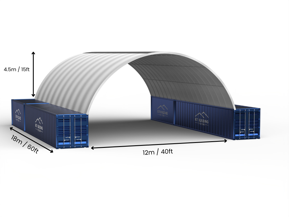 Luz de 12m (40 pies) | Marquesinas para Contenedores - 40 pies x 12 pies (12m x 4.5m)