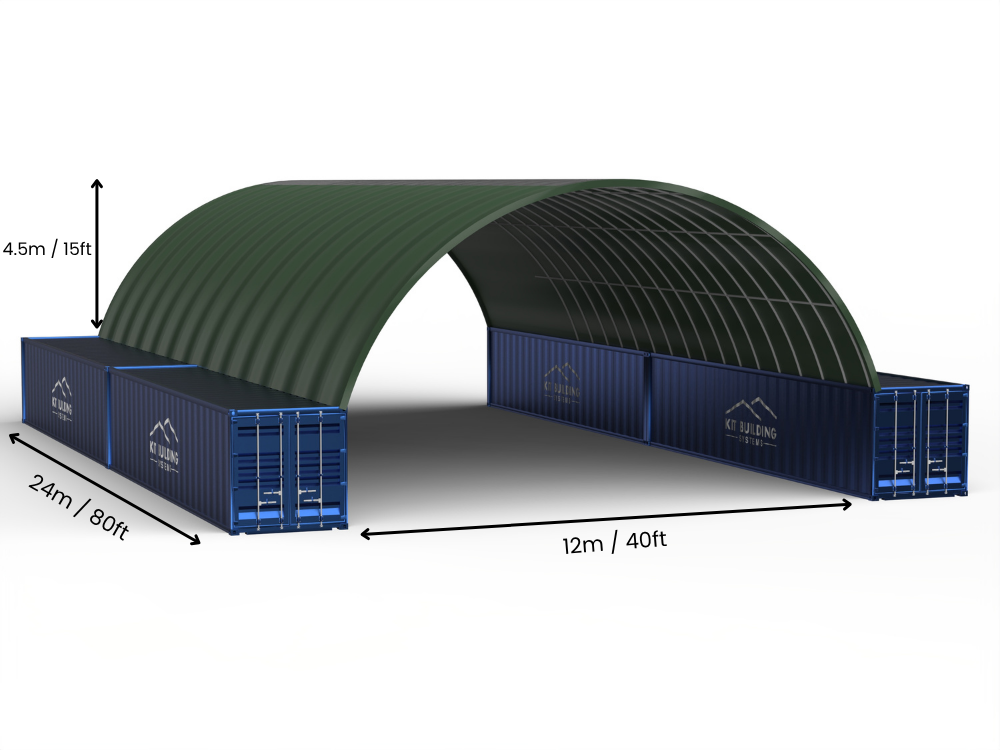 Luz de 12m (40 pies) | Marquesinas para Contenedores - 40 pies x 12 pies (12m x 4.5m)