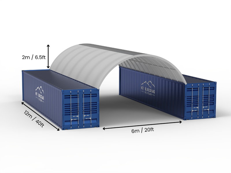 Luz de 6m (20 pies) | Toldos para contenedores 20 pies de ancho, 6.5 pies de alto (6m x 2m)