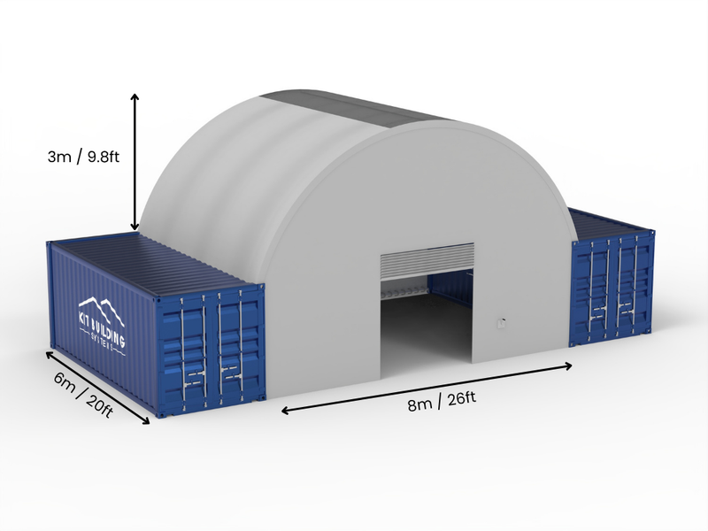 Luz de 8m (26 pies) | Toldos para Contenedores 26 pies de ancho, 10 pies de alto (8m x 3m)