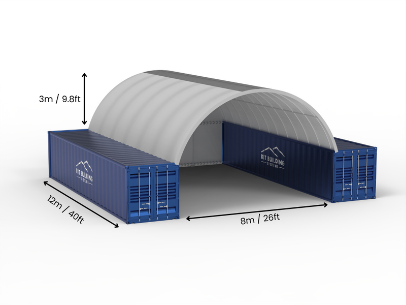 Luz de 8m (26 pies) | Toldos para Contenedores 26 pies de ancho, 10 pies de alto (8m x 3m)