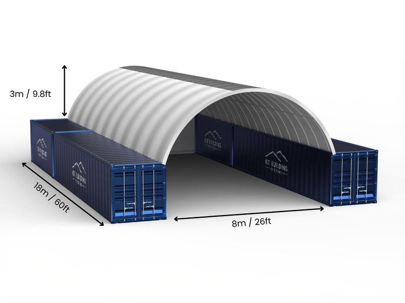 Luz de 8m (26 pies) | Toldos para Contenedores 26 pies de ancho, 10 pies de alto (8m x 3m)