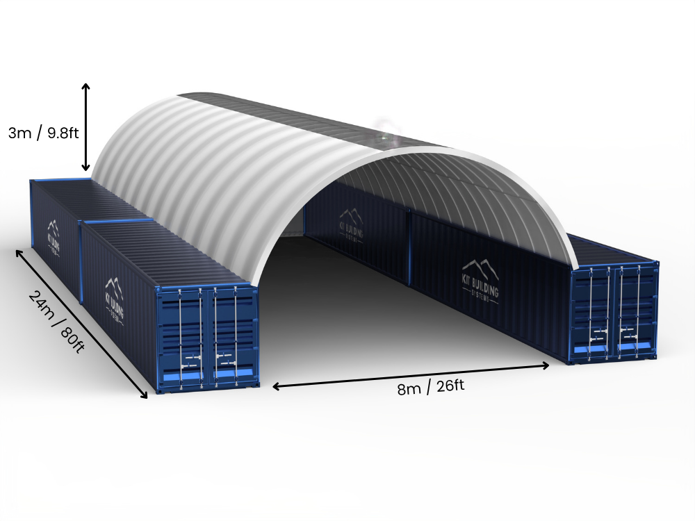 Luz de 8m (26 pies) | Toldos para Contenedores 26 pies de ancho, 10 pies de alto (8m x 3m)