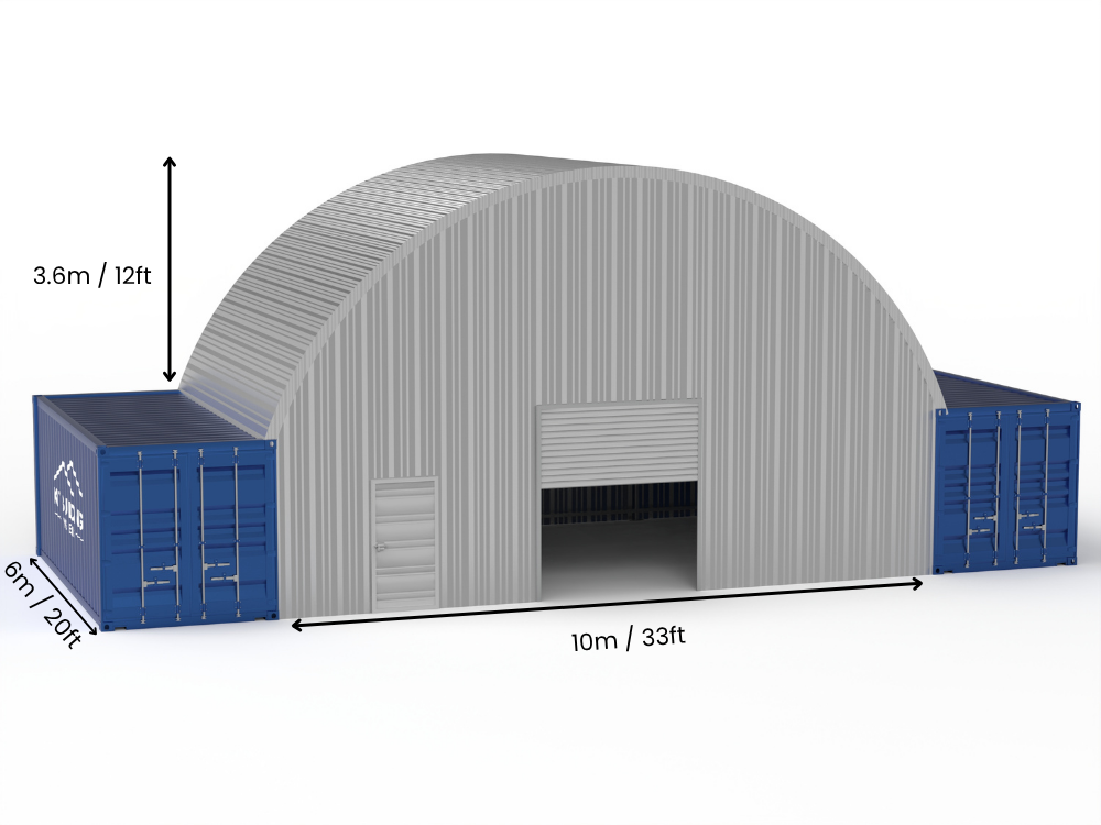 Luz de 10m (33 pies) | Marquesinas de contenedores de acero - 33 pies x 12 pies (10m x 3.6m)