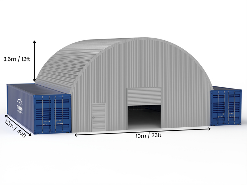 Luz de 10m (33 pies) | Marquesinas de contenedores de acero - 33 pies x 12 pies (10m x 3.6m)