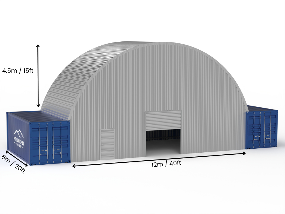 Luz de 12m (40 pies) | Marquesinas de contenedores de acero - 40 pies x 15 pies (12m x 4.5m)
