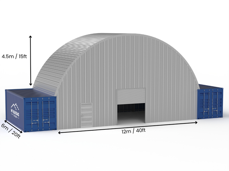 Luz de 12m (40 pies) | Marquesinas de contenedores de acero - 40 pies x 15 pies (12m x 4.5m)