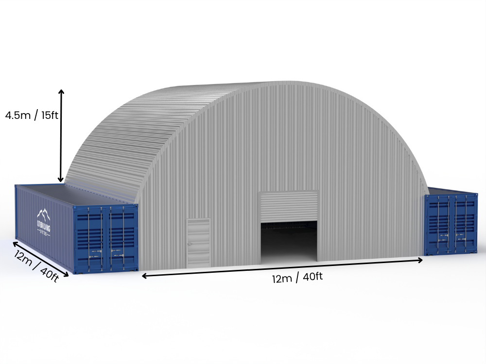 Luz de 12m (40 pies) | Marquesinas de contenedores de acero - 40 pies x 15 pies (12m x 4.5m)