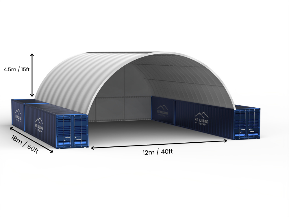 Luz de 12m (40 pies) | Marquesinas para Contenedores - 40 pies x 12 pies (12m x 4.5m)