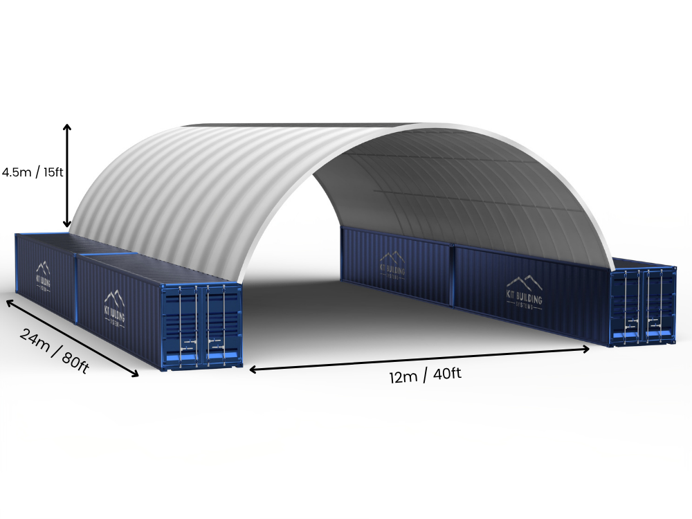 Luz de 12m (40 pies) | Marquesinas para Contenedores - 40 pies x 12 pies (12m x 4.5m)