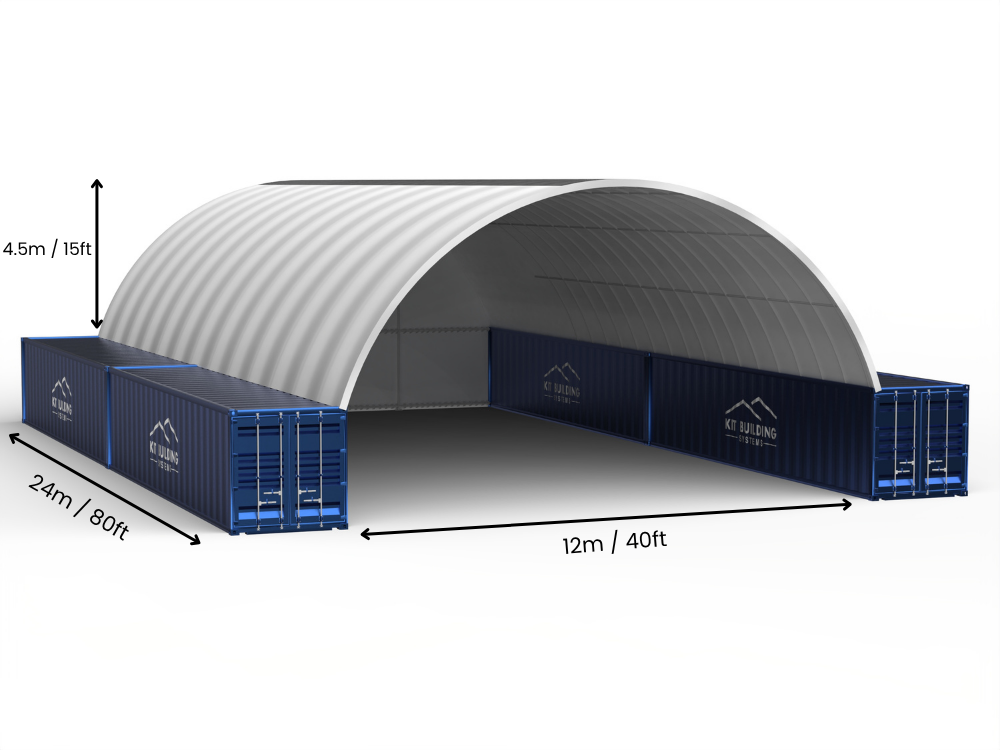Luz de 12m (40 pies) | Marquesinas para Contenedores - 40 pies x 12 pies (12m x 4.5m)