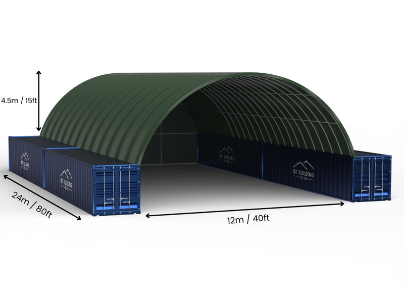 Luz de 12m (40 pies) | Marquesinas para Contenedores - 40 pies x 12 pies (12m x 4.5m)