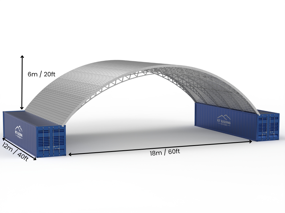 Marquesinas de Contenedores de Acero - 60ft x 40ft x 20ft (18m x 12m x 6.1m)