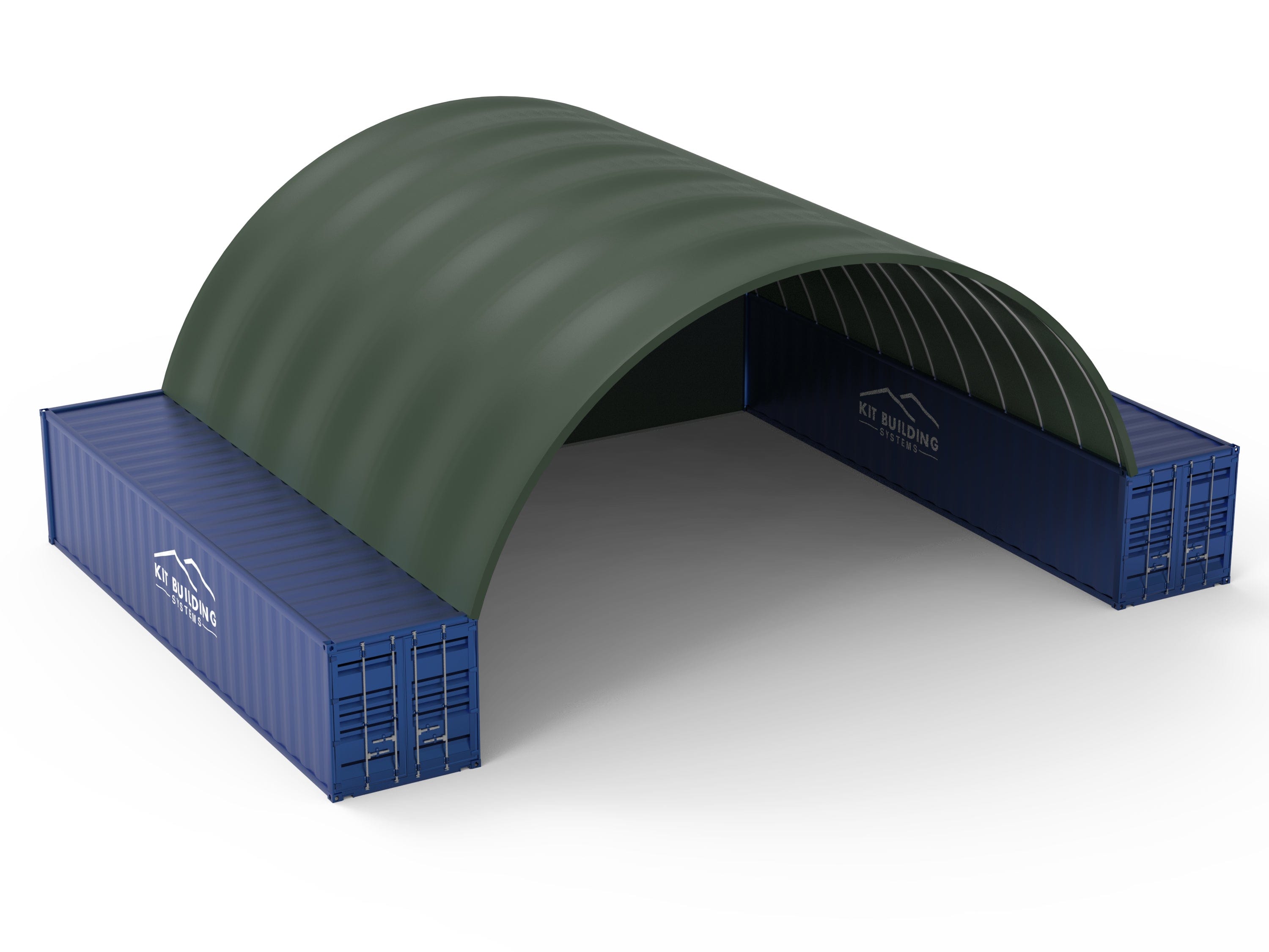 Kit Buildings Container Green Shelter Military Green / Back Panel Container Shelter - 40ft x 40ft x 15ft (12m x 12m x 4.5m)